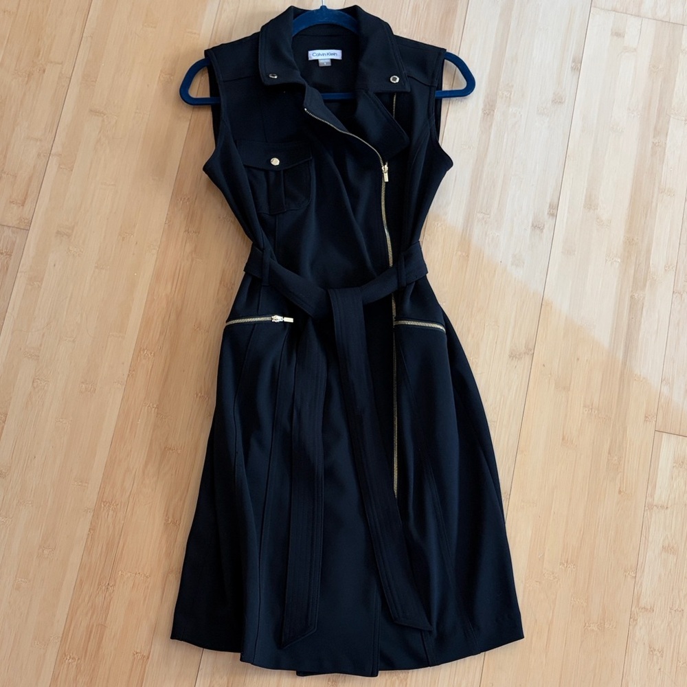 Calvin Klein Black Midi Dress with Gold Accents - Picture 7 of 7